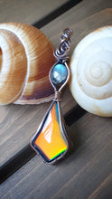 Load image into Gallery viewer, Aurora Opal and Labradorite Wire Wrapped Pendant
