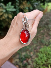 Load image into Gallery viewer, Rare Ruby-Red Coloured Amber Pendant set in Sterling Silver
