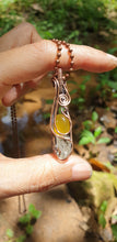 Load image into Gallery viewer, Herkimer Quartz Diamond with Yellow Chalcedony Wire Wrapped Pendant
