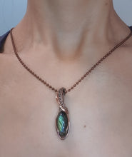 Load image into Gallery viewer, Verdant Hue Labradorite Wire Wrapped Pendant
