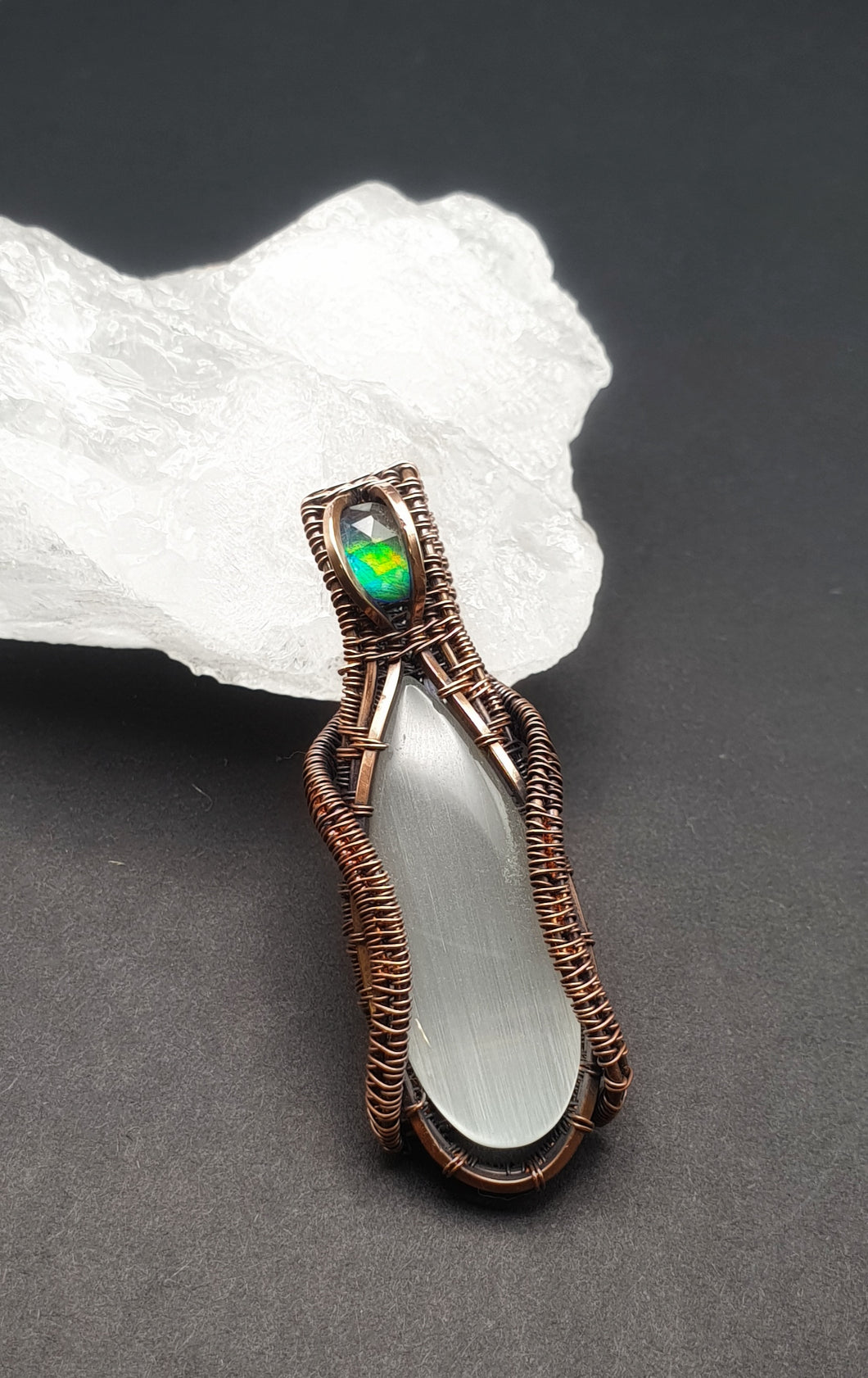 Moonstone Pendant accented with an Aurora Opal