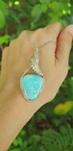 Load and play video in Gallery viewer, Sterling Silver Wire Wrapped Larimar Pendant With Sterling Silver Beads
