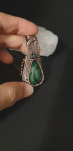 Load and play video in Gallery viewer, Elegant Natural Green Malachite and Black Opal Bead Wirewrapped Pendant
