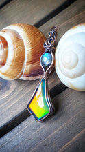 Load image into Gallery viewer, Aurora Opal and Labradorite Wire Wrapped Pendant

