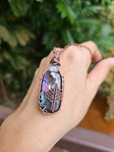 Load image into Gallery viewer, Rectangular Purple Labradorite Cabochon Accented with a Moonstone Gemstone Pendant
