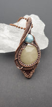 Load image into Gallery viewer, Libyan Desert Tektite, with Natural Red Garnet and Larimar Pendant
