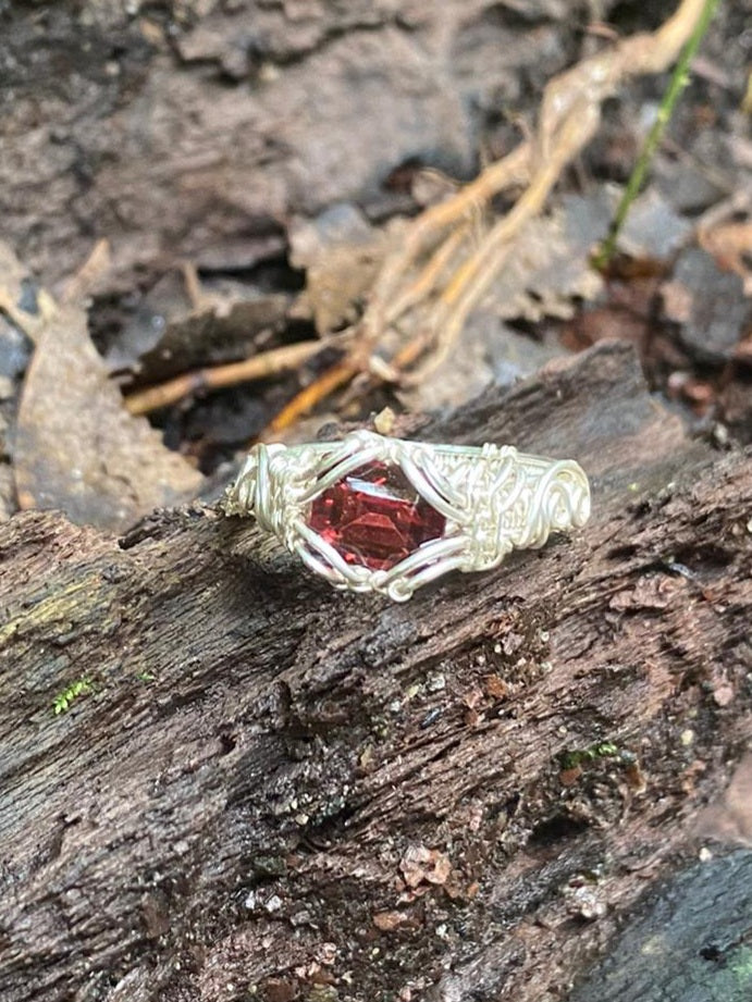 Spectacular Red Garnet Facet Ring