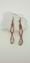 Load image into Gallery viewer, Herkimer Quartz Diamond Double Crystal Dangle Hook Wire Wrapped Earrings
