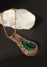 Load image into Gallery viewer, Elegant Natural Green Malachite and Black Opal Bead Wirewrapped Pendant
