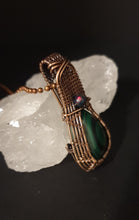 Load image into Gallery viewer, Elegant Natural Green Malachite and Black Opal Bead Wirewrapped Pendant
