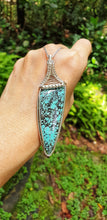 Load image into Gallery viewer, Hubei Turquoise in Sterling Silver Wire Wrapped Pendant
