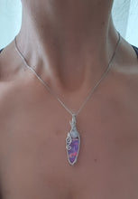 Load image into Gallery viewer, Aurora Opal Pendant Accented with a Flashy Moonstone Wirewrapped in Sterling Silver Jewellery
