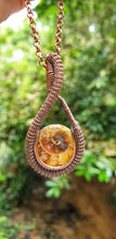 Load image into Gallery viewer, Ammonite Spiral Fossil Shell Pendant in Antiqued Copper Wire
