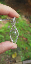 Load and play video in Gallery viewer, Genuine Transparent Green Rutilated Crystal Quartz Wire Wrapped Pendant
