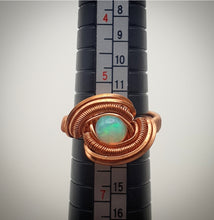 Load image into Gallery viewer, Iridescent Welo Opal Wire Wrapped Ring
